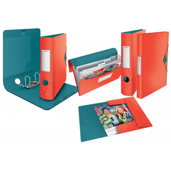 LEITZ Active Urban Chic svirtinė segtuvų dėžė, 180°, 65 mm, šviesiai raudona, A4, Polyfoam, Duo-Optik, apvalintas nugarėlė 1117-00-20
