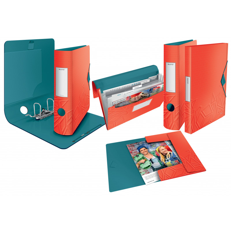LEITZ Active Urban Chic svirtinė segtuvų dėžė, 180°, 65 mm, šviesiai raudona, A4, Polyfoam, Duo-Optik, apvalintas nugarėlė 1117-00-20