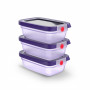 EMSA ONECLICK maisto laikymo indelių rinkinys, 3 x 0,5 L, violetinė, sandarus, be BPA, 3110601837