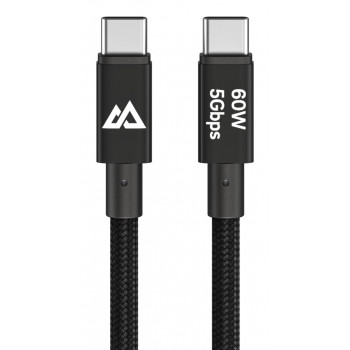Black Rock USB-C į USB-C laidas 60W 5Gbps 1,2m juodas 00201764