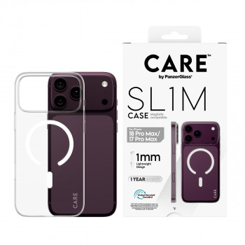 PanzerGlass CARE™ SL1M dėklas permatomas su MagSafe, skirtas iPhone 17 Pro Max