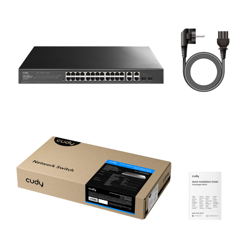 Cudy GS1028ES2 26 prievadų Gigabit Ethernet komutatorius su 2 Combo SFP