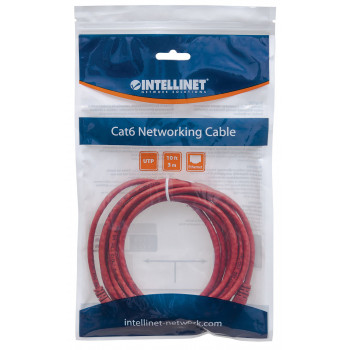 Intellinet Cat6 UTP tinklo kabelis, 2x RJ45, lietas, 7,5 m, raudonas (342193)