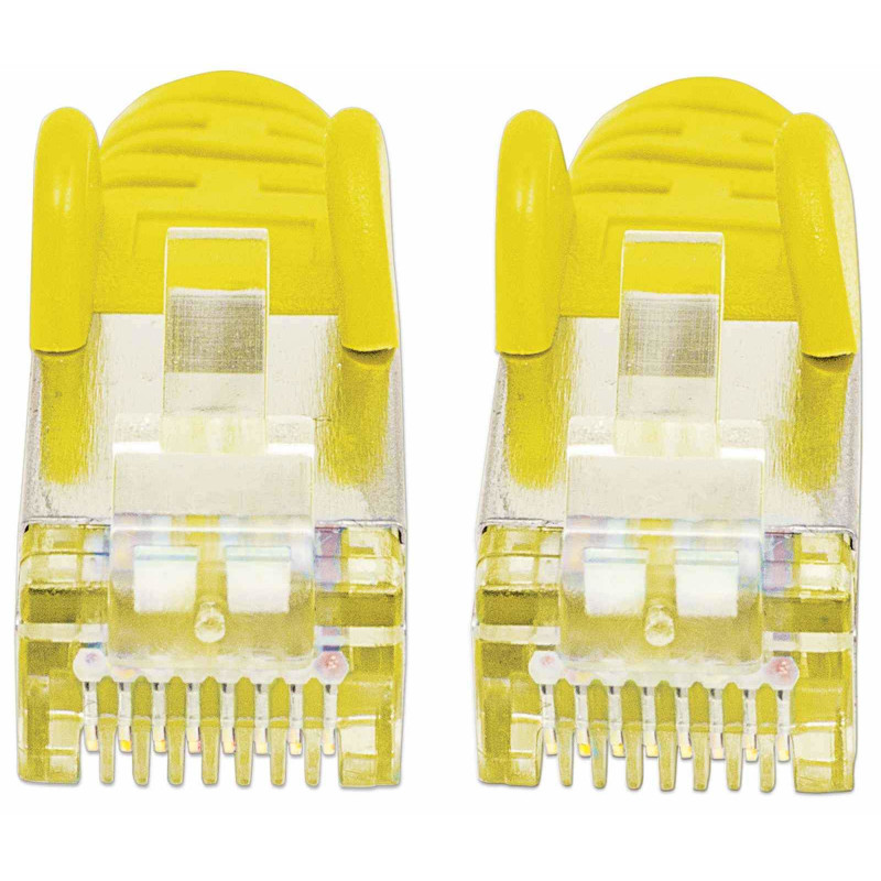Intellinet High Performance Cat.7 SFTP tinklo prievado kabelis, 15 m, RJ-45 Male to RJ-45 Male, geltonas, be halogenų, Snagless 741125