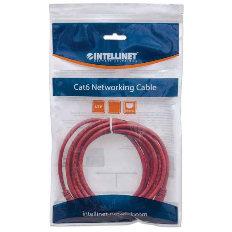 Intellinet Cat6 UTP tinklo kabelis, RJ45, lietas, 1,5 m, raudonas 342155