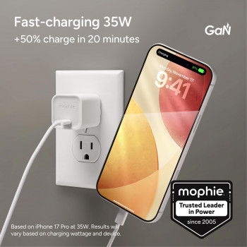 mophie USB-C 35W GaN sieninis adapteris, baltas (409917045)