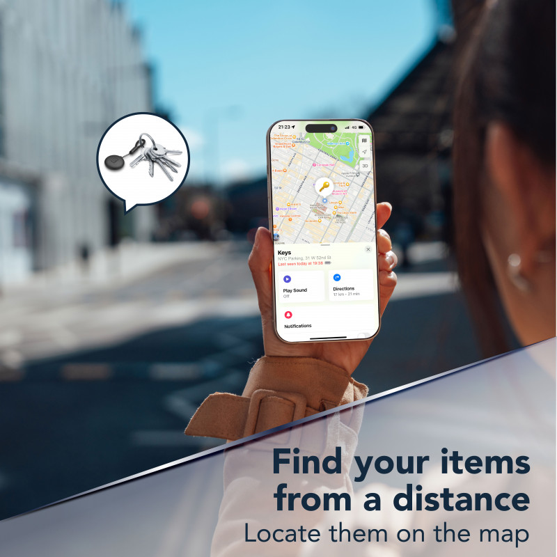 Cellularline TRACY TAG Bluetooth sekiklis, skirtas Apple Find My, juodas 60994