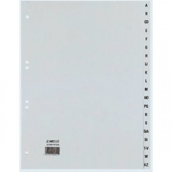 REXEL HETZEL A4 A-Z skyriklis su 20 kortelėmis, polipropilenas, pilkas, 80-80-80 mm perforacija 25240481