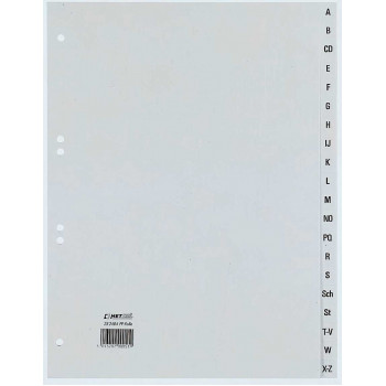 REXEL HETZEL A4 A-Z skyriklis su 20 kortelėmis, polipropilenas, pilkas, 80-80-80 mm perforacija 25240481