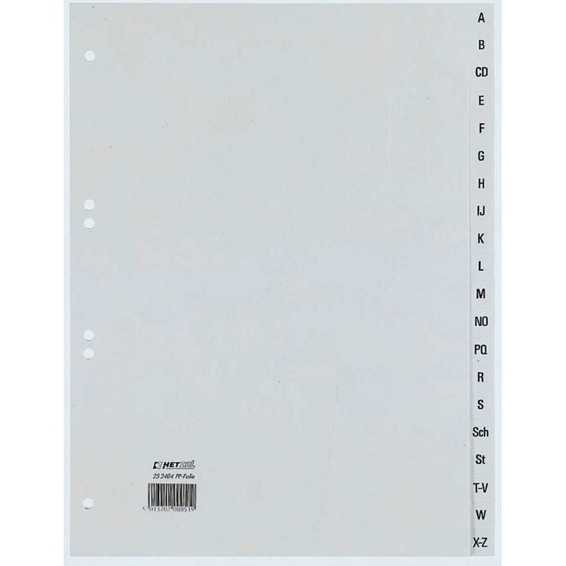 REXEL HETZEL A4 A-Z skyriklis su 20 kortelėmis, polipropilenas, pilkas, 80-80-80 mm perforacija 25240481