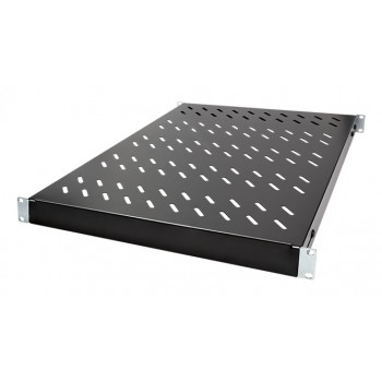 LogiLink 19 colių stovo lentyna 1U reguliuojamo gylio 570 mm perforuota juoda 800 mm gylio spintoms SF0800B
