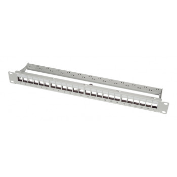 LogiLink 19 colių Keystone Patch Panel, 24 prievadų, ekranuotas, šviesiai pilkas (RAL7035), 1U, iki 24 Keystone modulių, 1 vnt. (NK4073)