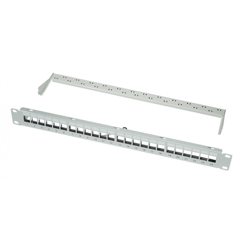 LogiLink 19 colių Keystone Patch Panel, 24 prievadų, ekranuotas, šviesiai pilkas (RAL7035), 1U, iki 24 Keystone modulių, 1 vnt. (NK4073)