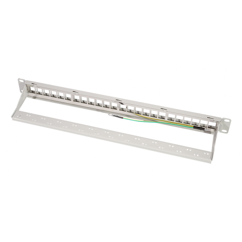 LogiLink 19 colių Keystone Patch Panel, 24 prievadų, ekranuotas, šviesiai pilkas (RAL7035), 1U, iki 24 Keystone modulių, 1 vnt. (NK4073)