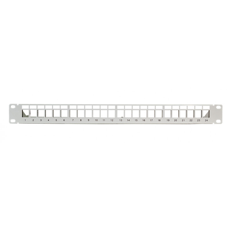 LogiLink 19 colių Keystone Patch Panel, 24 prievadų, ekranuotas, šviesiai pilkas (RAL7035), 1U, iki 24 Keystone modulių, 1 vnt. (NK4073)