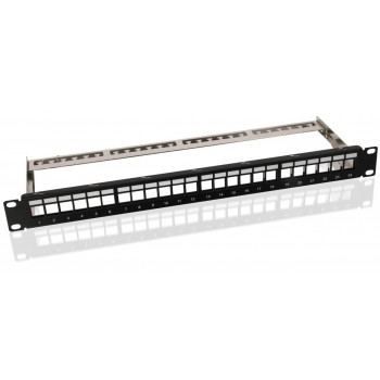 Microconnect PP-027 24 prievadų Cat6 UTP pach panelė, 1U montavimui į stelažą, juoda