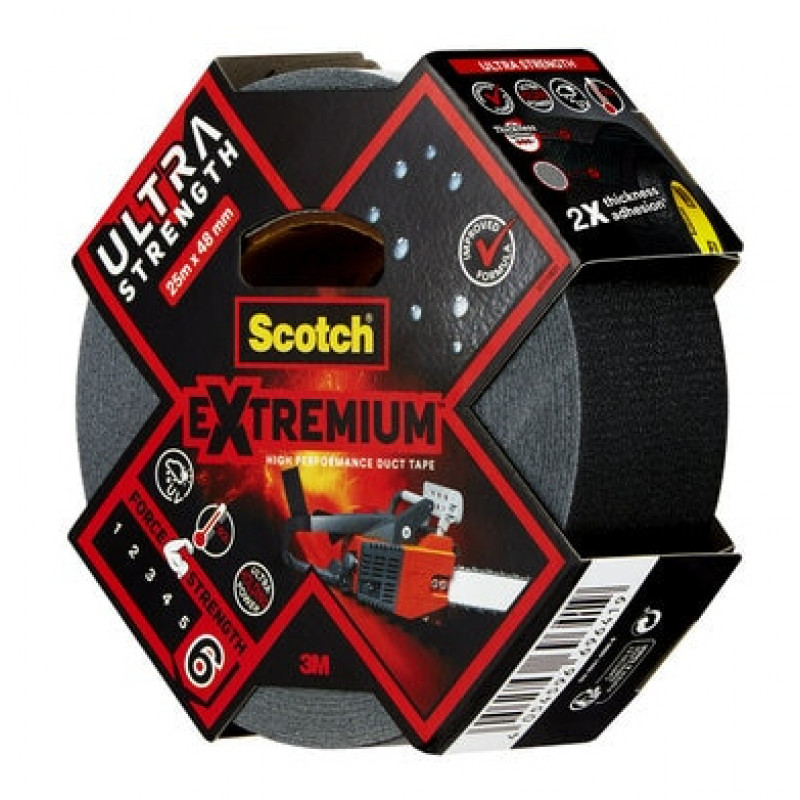 3M Extremium juoda armuota juosta 48 mm x 25 m, 6 ritinėliai - vandeniui atspari, UV atspari remonto juosta 7100205699