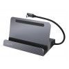 LogiLink UA0408 USB-C doko stotis su planšetinio kompiuterio laikikliu, HDMI 4K@60Hz, 100W PD, Gigabit Ethernet, sidabrinė