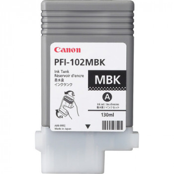 Canon PFI-102MBK matinis juodas pigmentinis rašalo bakas 130 ml, skirtas imagePROGRAF iPF500, iPF600, iPF700, iPF710, iPF720