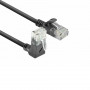 ACT DC4901 1m CAT6A U/UTP LSZH Slimline tinklo kabelis, juodas, RJ45 90° į viršų – tiesus