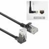ACT DC4901 1m CAT6A U/UTP LSZH Slimline tinklo kabelis, juodas, RJ45 90° į viršų – tiesus