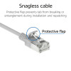 ACT pilkas 10m LSZH S/FTP CAT6A Slimline tinklo kabelis su užkabinimo apsauga ir RJ45 jungtimis (DB7010)