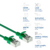 ACT Green 10 m LSZH S/FTP CAT6A Slimline tinklo kabelis su RJ45 jungtimis (DB7710)