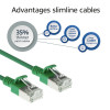 ACT Green 10 m LSZH S/FTP CAT6A Slimline tinklo kabelis su RJ45 jungtimis (DB7710)