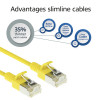 ACT geltonas 1,5 m LSZH S/FTP CAT6A slimline tinklo kabelis su apsauginiais RJ45 (DB7851)