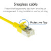 ACT geltonas 1,5 m LSZH S/FTP CAT6A slimline tinklo kabelis su apsauginiais RJ45 (DB7851)