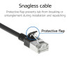 ACT juodas 5m LSZH S/FTP CAT6A slimline tinklo kabelis su snagless RJ45 (DB7905)
