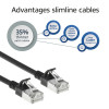 ACT 1,5 m LSZH S/FTP CAT7 Slimline tinklo kabelis, Snagless, juodas (DF7951)