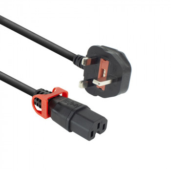 ACT maitinimo laidas UK male - C15 IEC Lock+ juodas 2 m, PC3884 (PL0082)