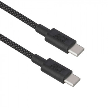 ACT USB 2.0 60W įkrovimo/duomenų kabelis USB-C į USB-C, juodas, 1 metro (AC3082)