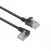 ACT DC1901 1 m CAT6A U/UTP LSZH plonas tinklo kabelis, RJ45 90° kampu į kairę – tiesus, juodas