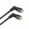 ACT DD1900 juodas 0,5 m U/FTP CAT6A slimline tinklo kabelis su kampuotais 360° pasukamais RJ45 jungtimis