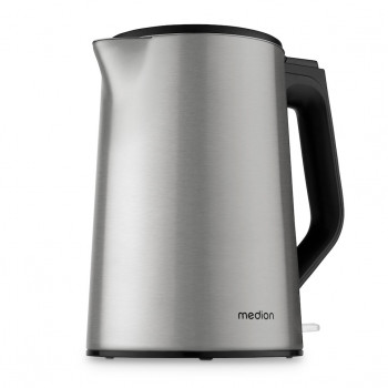 MEDION Life MD12105 dvigubų sienelių elektrinis virdulys 1,5 L 2200 W sidabrinis su Strix valdikliu