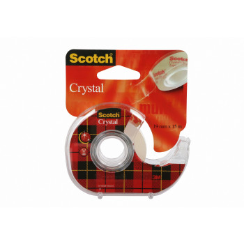 3M Scotch Crystal Clear juosta su rankiniu dozatoriumi, 19 mm x 15 m, permatoma, lengva ir tyli, 1 ritinys 6-1915D