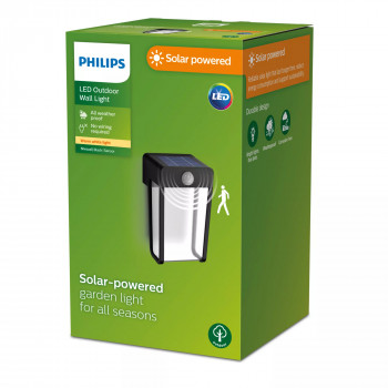Philips Outdoor Solar Shroud lauko sieninė šviestuvas 2,3 W su dienos šviesos ir judesio jutikliu