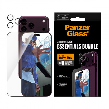 PanzerGlass 2-in-1 Essentials rinkinys: ekrano apsauga ir kameros lęšių apsauga iPhone 18 Pro Max