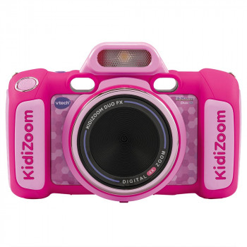 VTech Kidizoom Duo FX rožinis skaitmeninis fotoaparatas su dvigubais objektyvais, 5MP, 2,4 colio spalvotas LCD, žaidimai, microSD lizdas, USB, 4x AA 80-519954