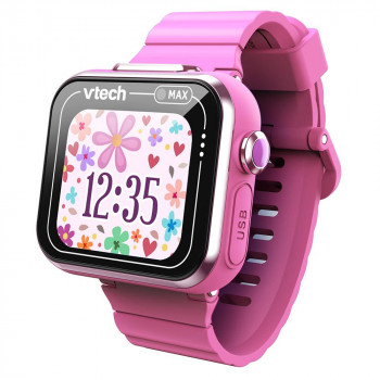 VTech KidiZoom Smart Watch MAX rožinis vaikiškas išmanusis laikrodis su dvigubomis kameromis, 20+ žaidimų, aktyvumo sekikliu, atsparus purslams