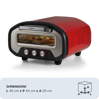 Ariete elektrinė picų krosnelė DA GENNARO, raudona/nerūdijantis plienas, 2200W, picoms iki 30 cm