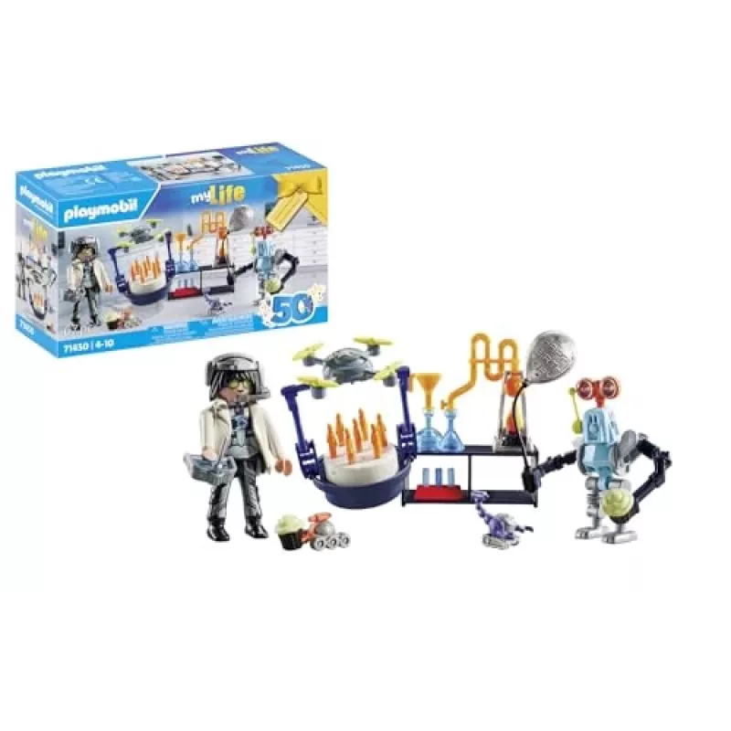 Playmobil 71450 Mano gyvenimas: Tyrėjai su robotais – mokslo vakarėlis laboratorijoje su transporto dronu ir robotais