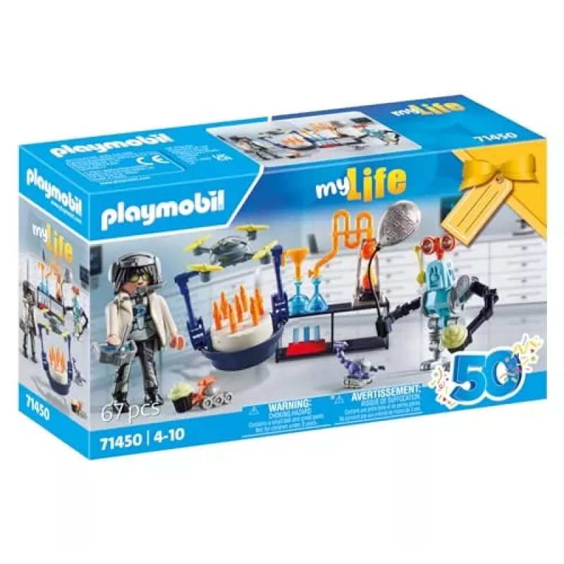 Playmobil 71450 Mano gyvenimas: Tyrėjai su robotais – mokslo vakarėlis laboratorijoje su transporto dronu ir robotais