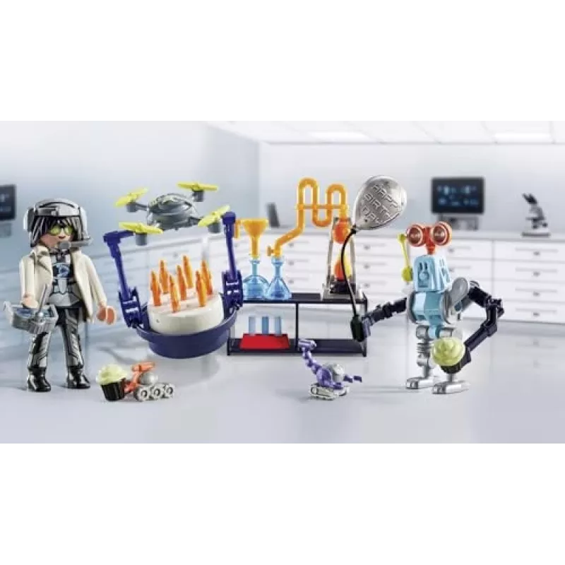 Playmobil 71450 Mano gyvenimas: Tyrėjai su robotais – mokslo vakarėlis laboratorijoje su transporto dronu ir robotais
