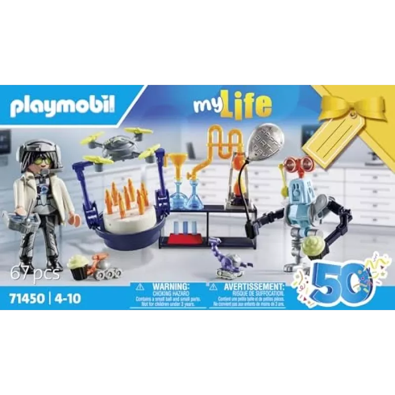 Playmobil 71450 Mano gyvenimas: Tyrėjai su robotais – mokslo vakarėlis laboratorijoje su transporto dronu ir robotais