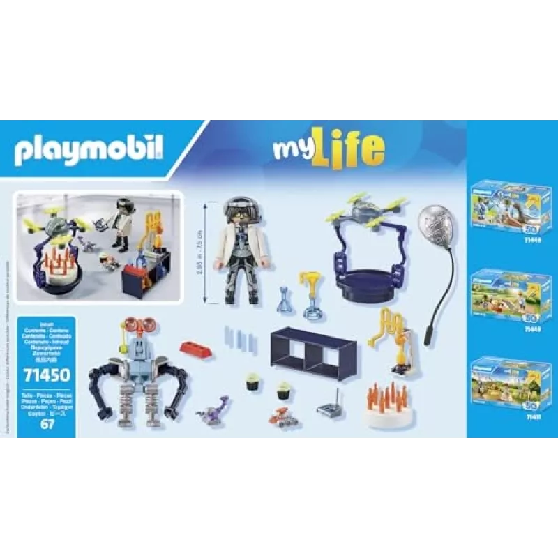 Playmobil 71450 Mano gyvenimas: Tyrėjai su robotais – mokslo vakarėlis laboratorijoje su transporto dronu ir robotais