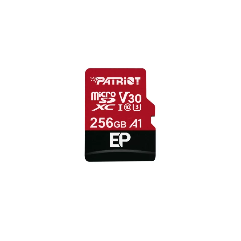 MicroSDXC atminties kortelė PATRIOT PEF256GEP31MCX 256GB Class 10 U3 V30 skaitymas 100 MB/s rašymas 80 MB/s su SD adapteriu