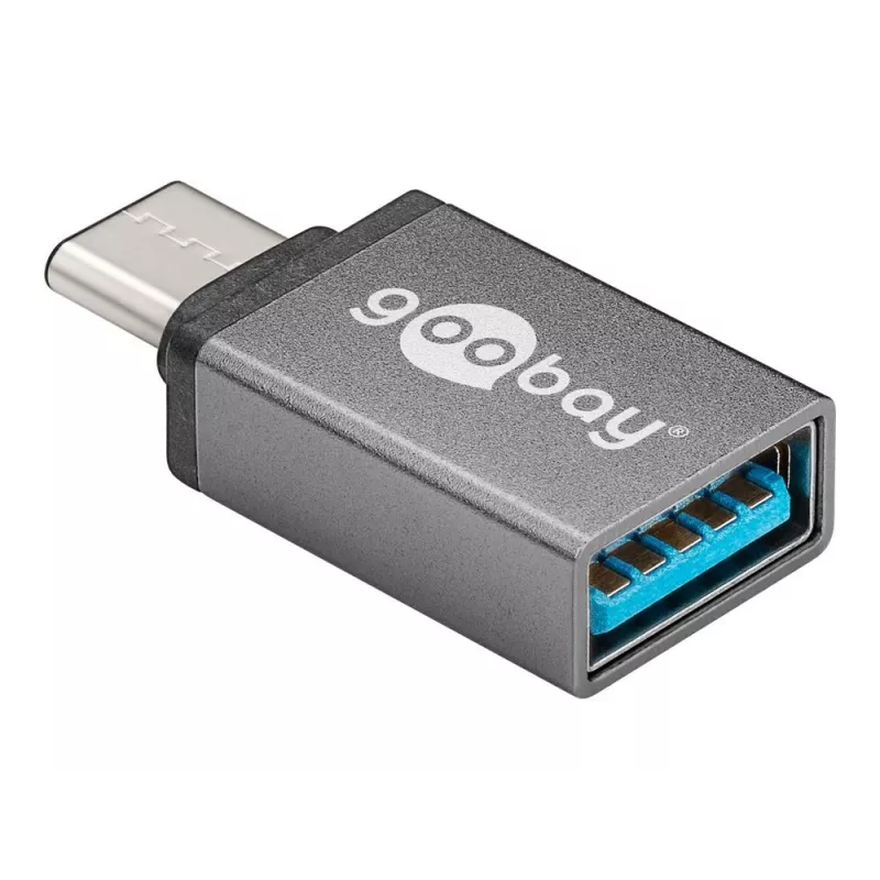 Wentronic Goobay USB-C™ Adapter - USB 3.0 A lizdas, pilkas - skirtas USB-C™ ir USB-A įrenginių prijungimui (56621)